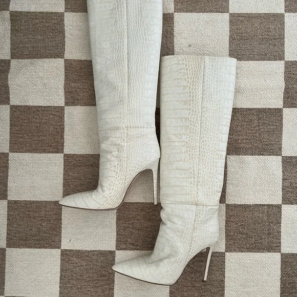 PARIS TEXAS Croc-effect leather knee-high boots size US 10/EU 40 - Picture 2 of 6